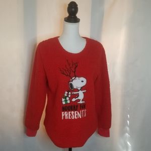Peanuts sz L Red Popcorn Pullover Fleece w/graphic